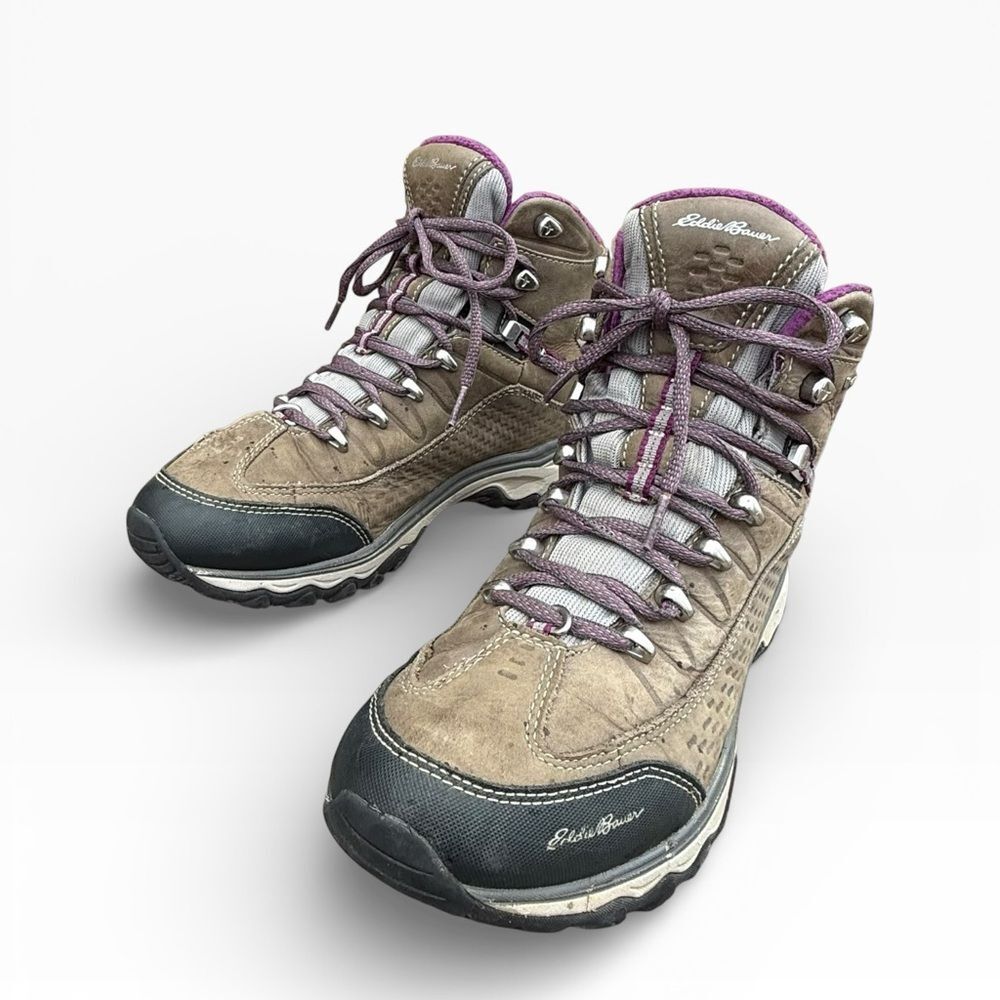 Eddie Bauer Lukla Pro Vibram Hiking Boots Gray Purple High Top size 9.5 - Picture 6 of 10